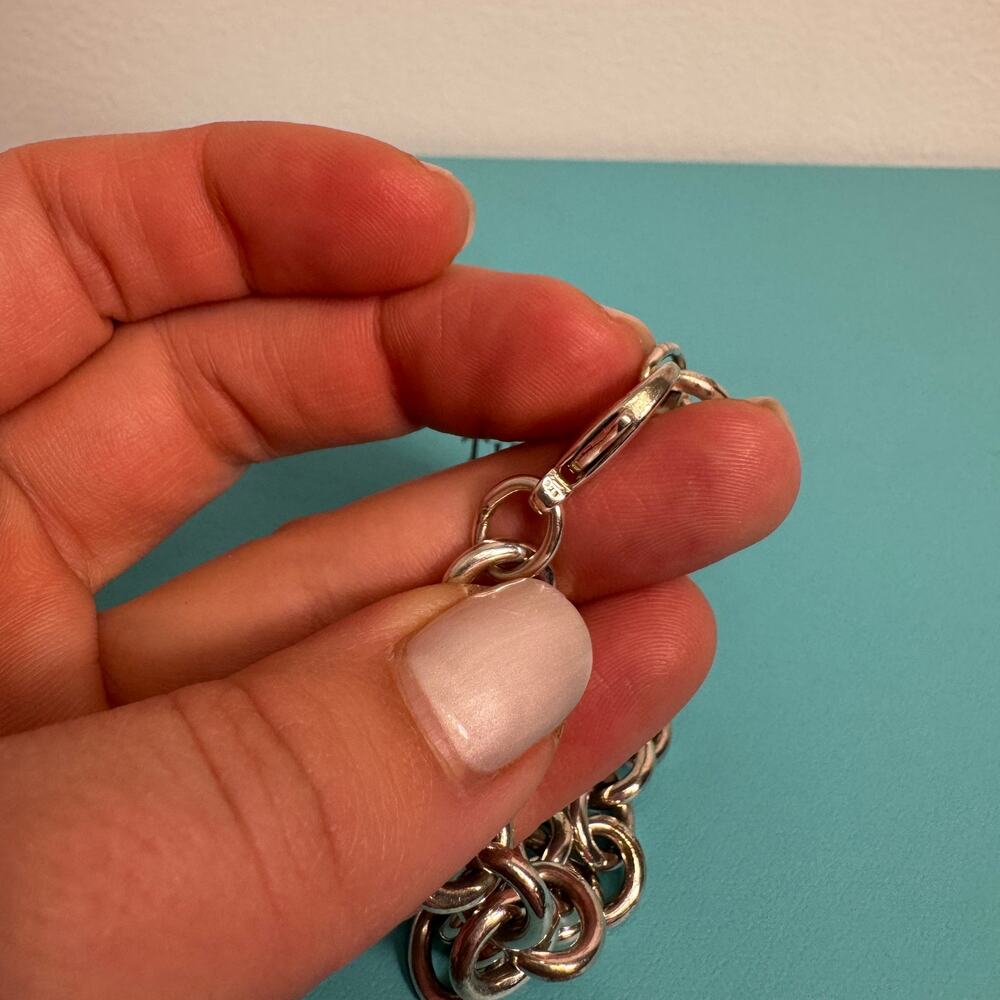 7" Tiffany & Co Blank Heart Tag Charm Bracelet in Sterling Silver 925 CLASSIC - Picture 7 of 10